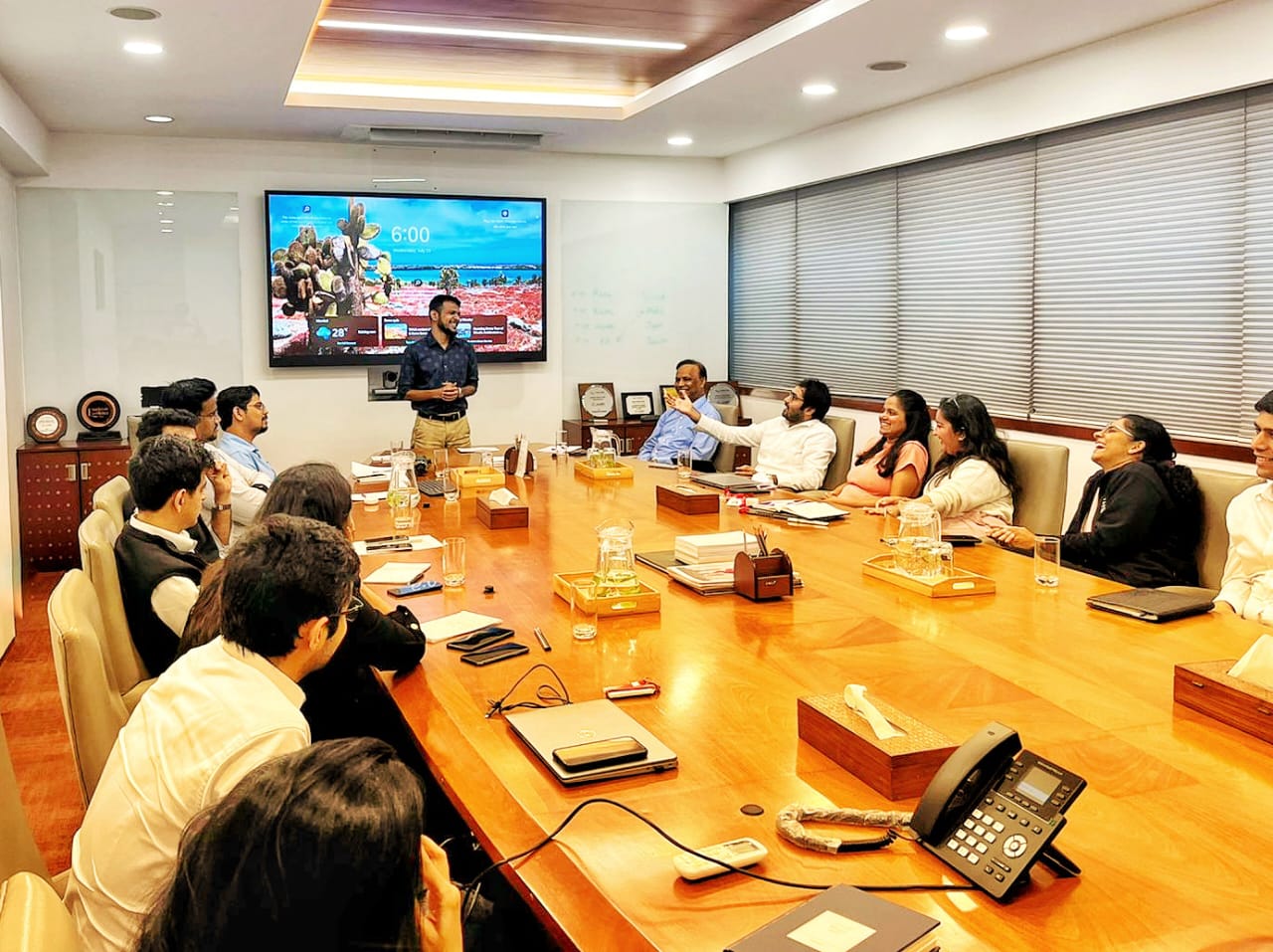 Ramanand Bhatt in boardroom presentation